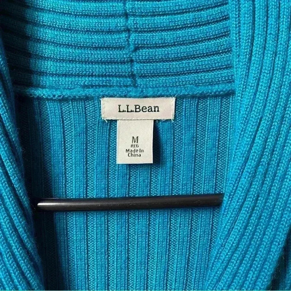 L.L. Bean Teal Ribbed Women's Cardigan - Picture 8 of 12